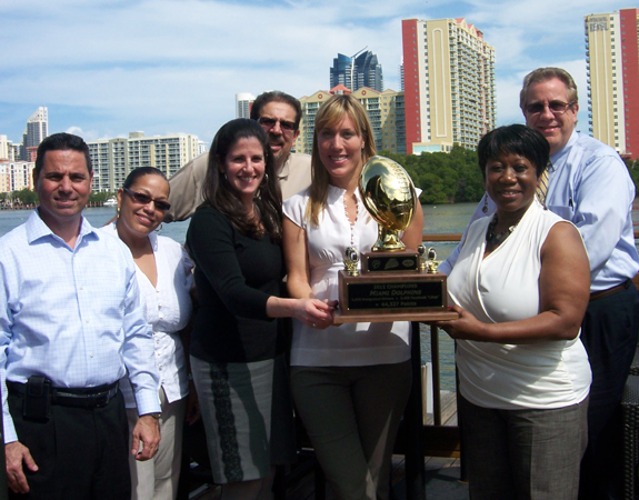 Miami Dolphins won the Designated Driver Challenge. They were recognized by TEAM Coalition and Bud Light on March 2, 2012 along with representatives from Centerplate and CSC.