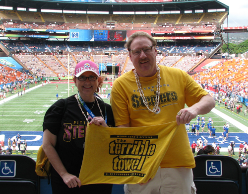 Judith Uhl, the Designated Driver for the Season for the Pittsburgh Steelers enjoys the 2013 Pro Bowl