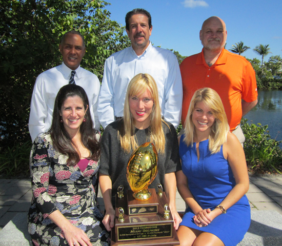 Miami Dolphins won the Bud Light Good Sport Designated Driver Challenge. The Dolphins and their program partners - Centerplate, Elite and Anheuser-Busch - were recognized by TEAM Coalition on March 5, 2013.